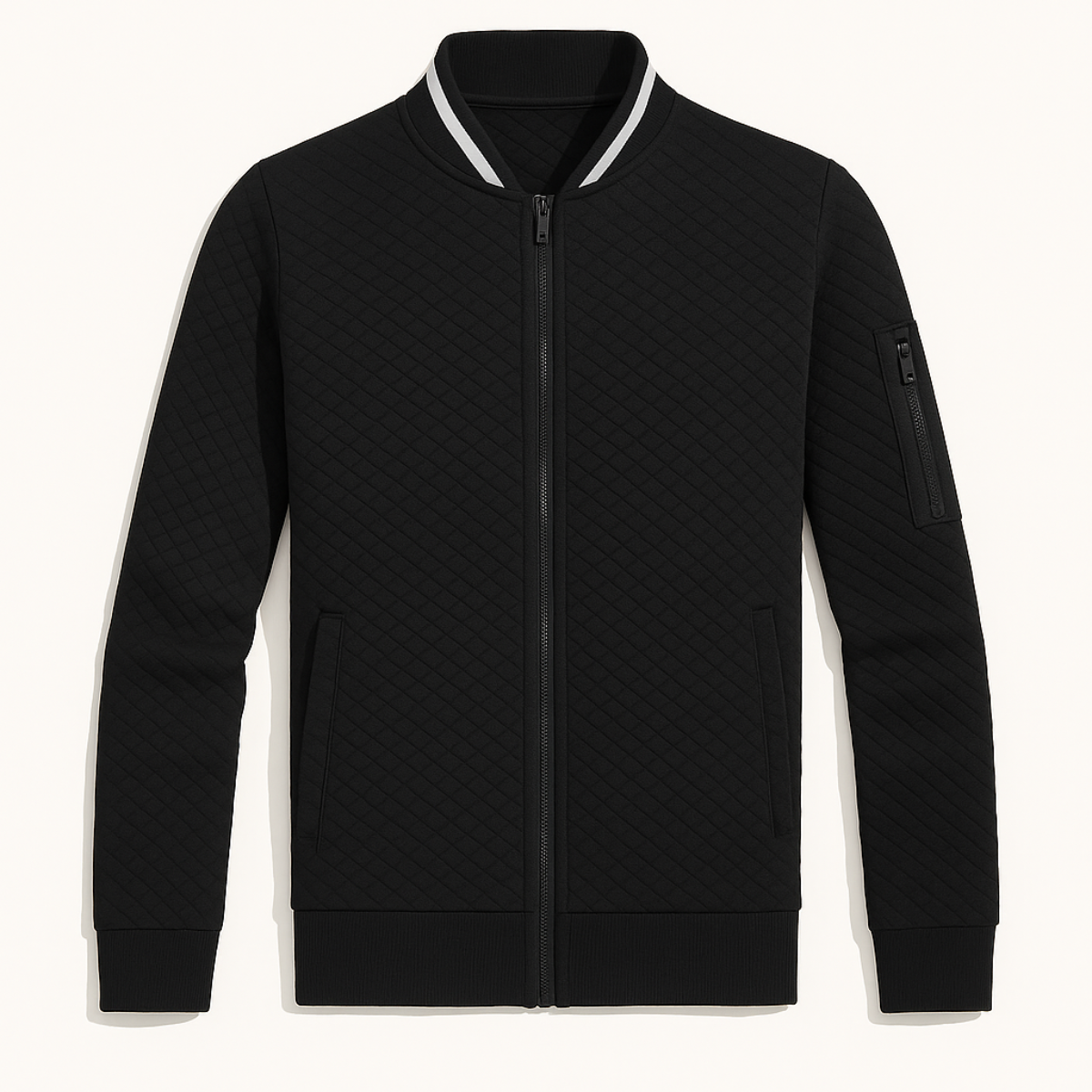 Monopoli Men's Quilted Bomber Jacket Lightweight Diamond Pattern - Vonnera
