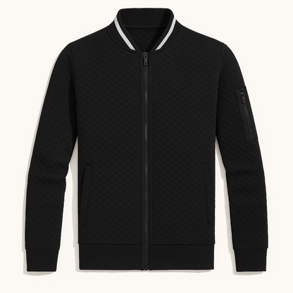 Monopoli Men's Quilted Bomber Jacket Lightweight Diamond Pattern - Vonnera