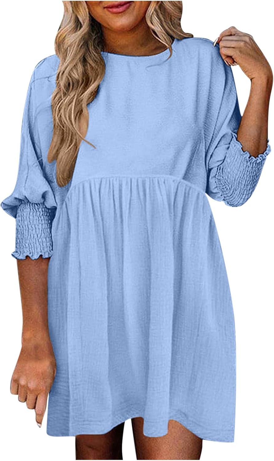 Women's Loose Fit Round Neck Summer Dress