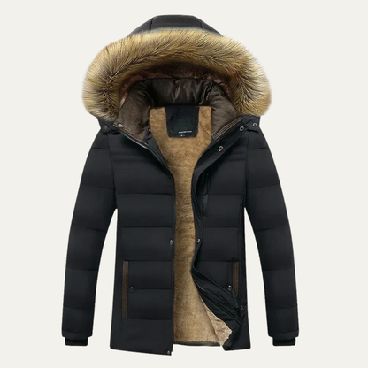 Mens Winter Hooded Jacket Warm Fur Collar - Vonnera