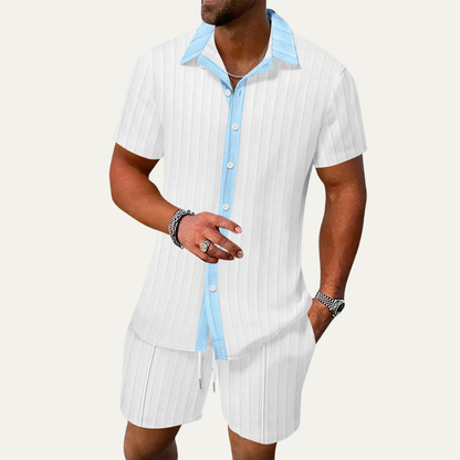 Men's Breathable Short Sleeve Shirt And Shorts Set