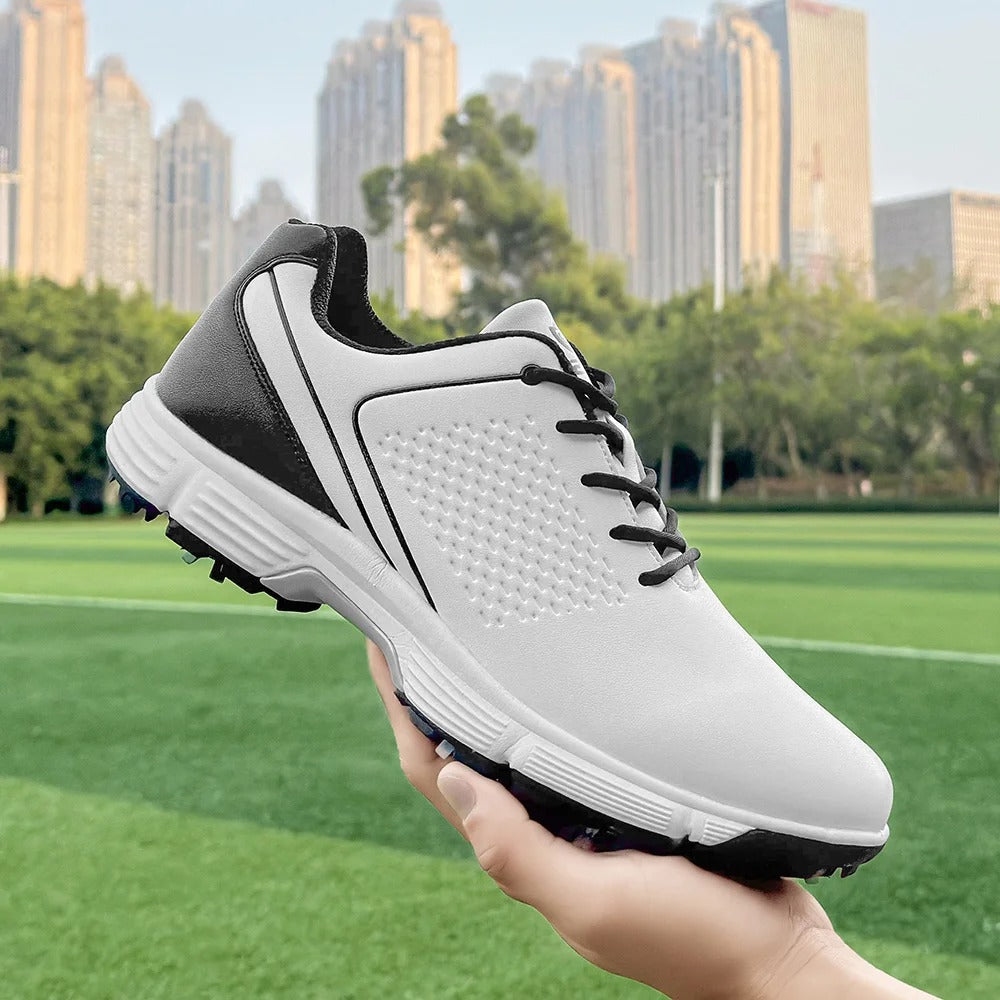 Mens Golf Shoes Waterproof Leather Black