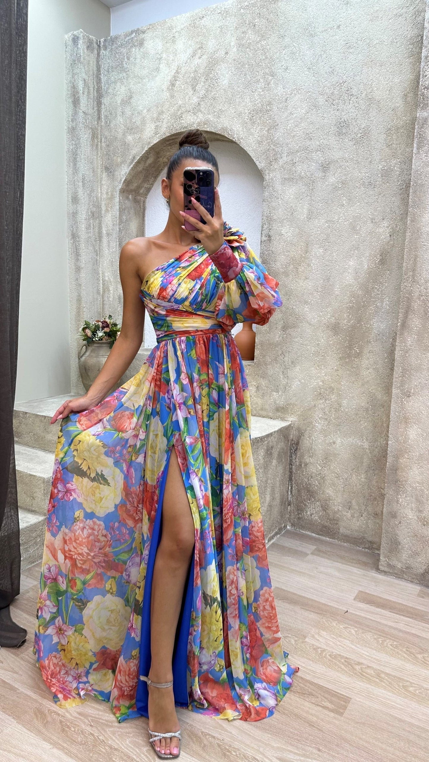 Women's One-Shoulder Maxi Dress Side Slit