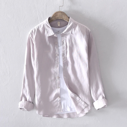 Men's Linen Casual Button Up Shirt