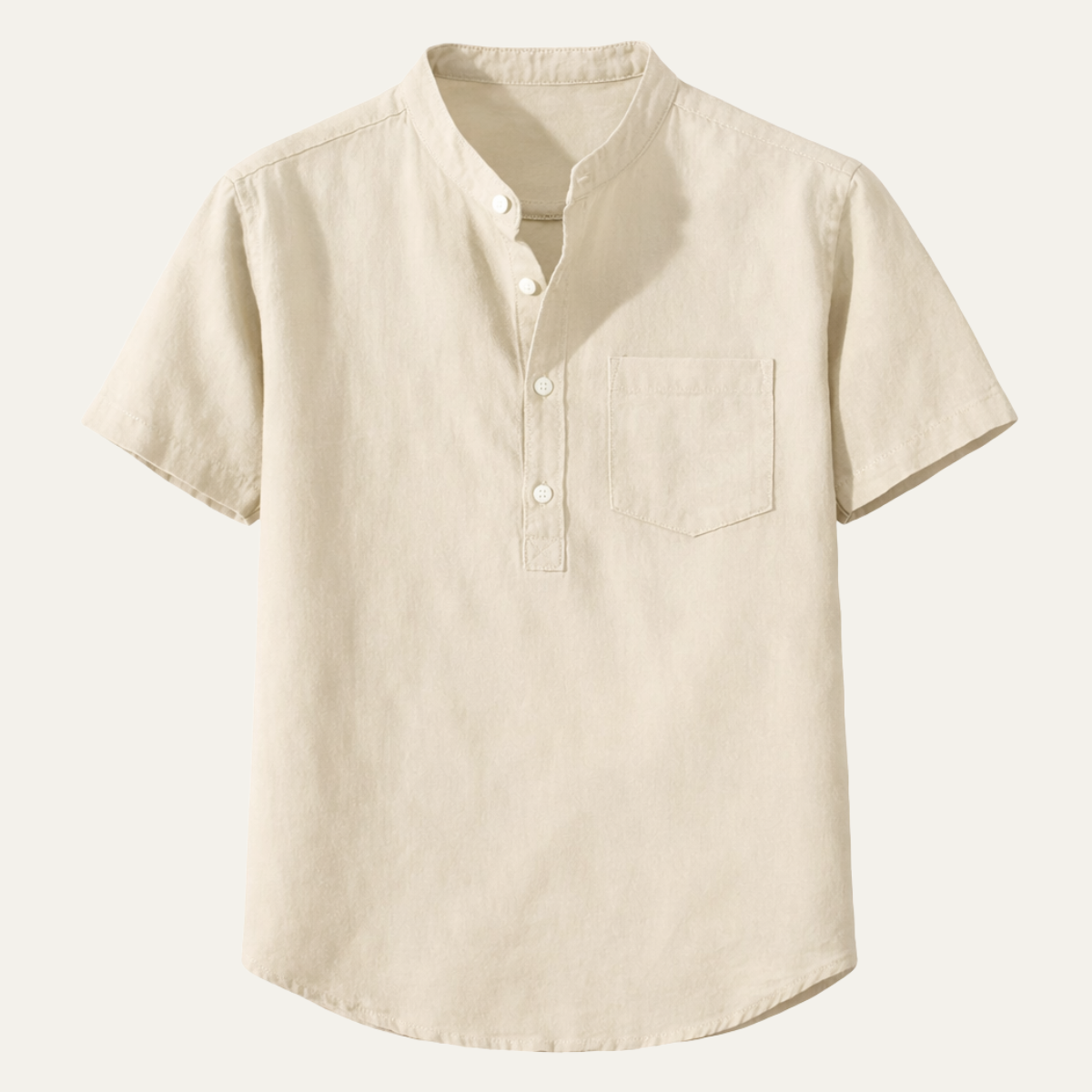 Piacenza Men's Cotton Summer Shirt Stand Collar - Vonnera
