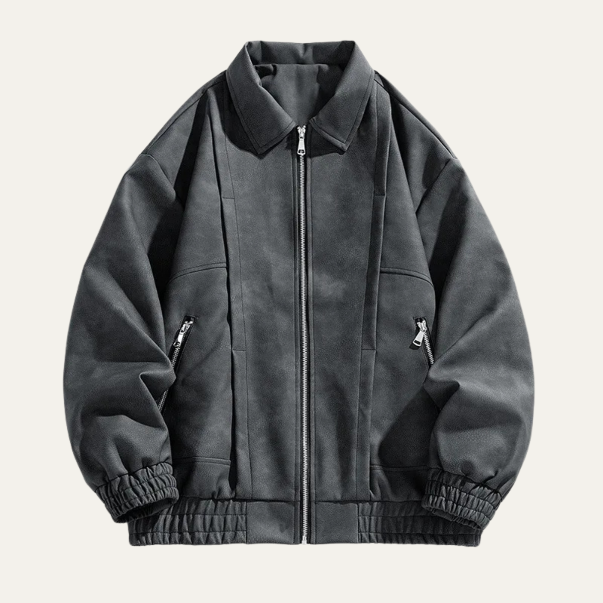 Men's Suede Bomber Jacket Lightweight Zip Up Brown - Vonnera