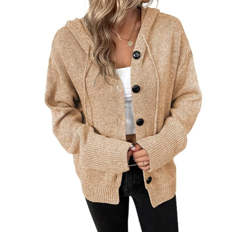 Women's Knit Cardigan Soft Relaxed Fit Beige