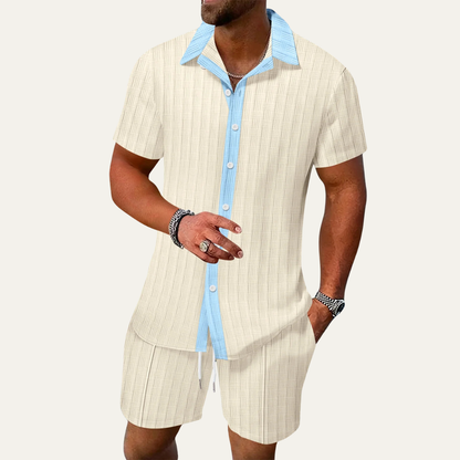 Men's Breathable Short Sleeve Shirt And Shorts Set