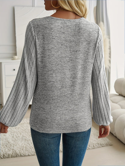 Women's Elegant Lantern Sleeve Sweater
