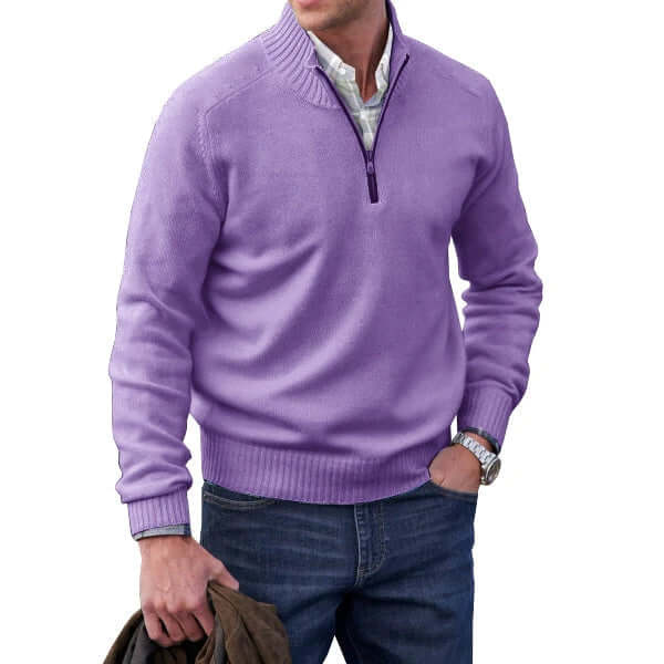 Men's Soft Knit Zip Pullover Sweater