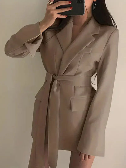 Women's Blazer Coat Wool Stylish Black - Vonnera