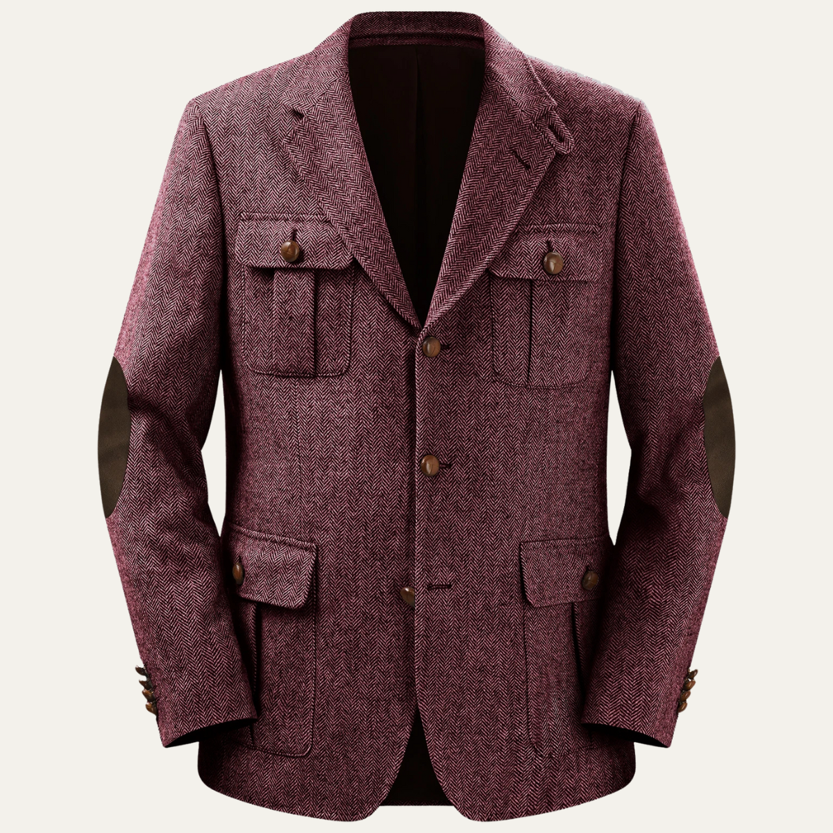 Men's Tweed Blazer Jacket with Elbow Patches