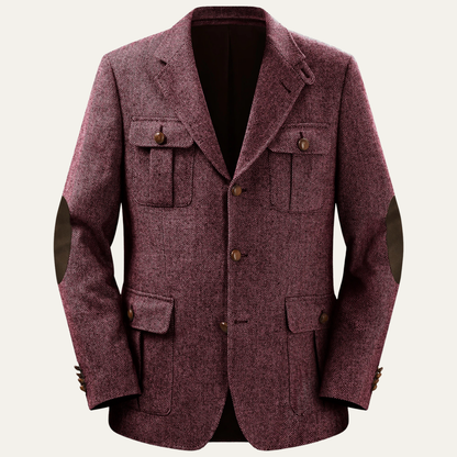 Men's Tweed Blazer Jacket with Elbow Patches