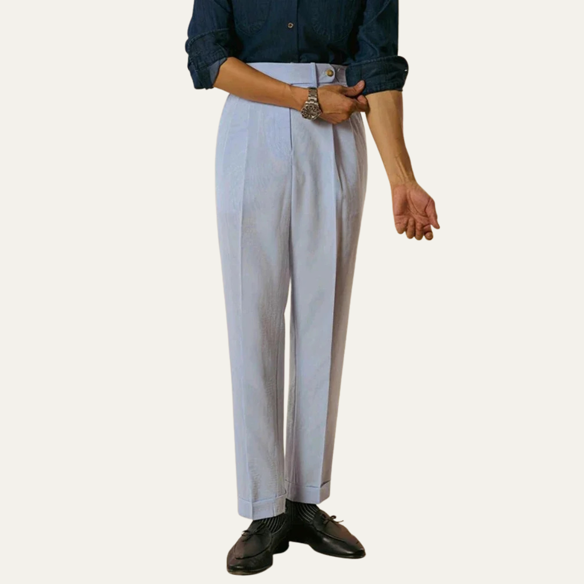 Men's High Waist Pleated Suit Pants