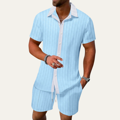 Men's Breathable Short Sleeve Shirt And Shorts Set