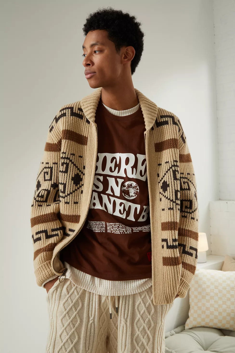 Men's Zipper Cardigan Jacquard Knit Timeless Style - Vonnera