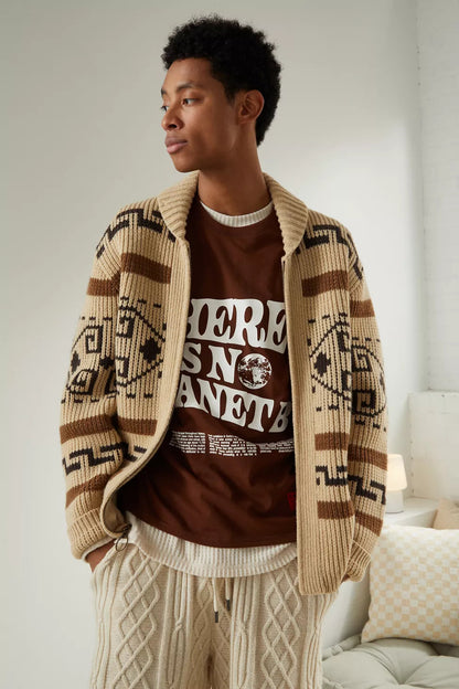 Men's Zipper Cardigan Jacquard Knit Timeless Style - Vonnera
