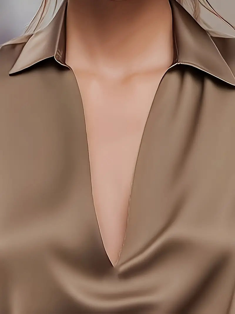 Women's V-Neck Satin Blouse