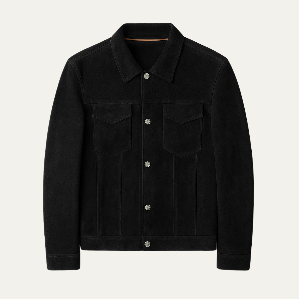 Men's Suede Jacket Button Up Casual Brown - Vonnera