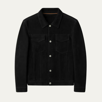 Men's Suede Jacket Button Up Casual Brown - Vonnera