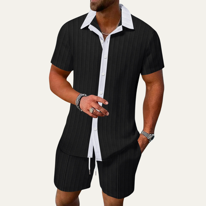 Men's Breathable Short Sleeve Shirt And Shorts Set