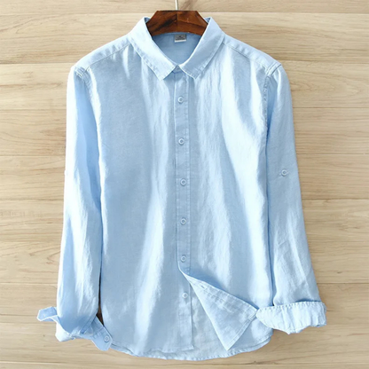 Men's Linen Casual Button Up Shirt
