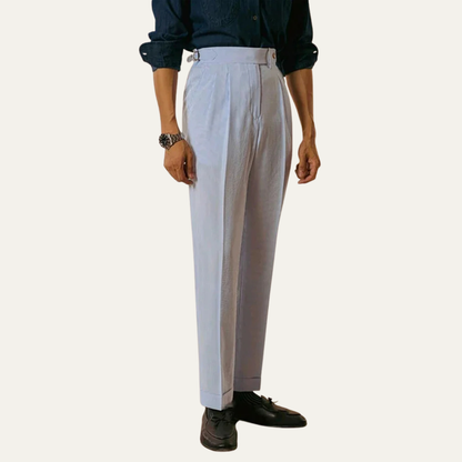 Men's High Waist Pleated Suit Pants