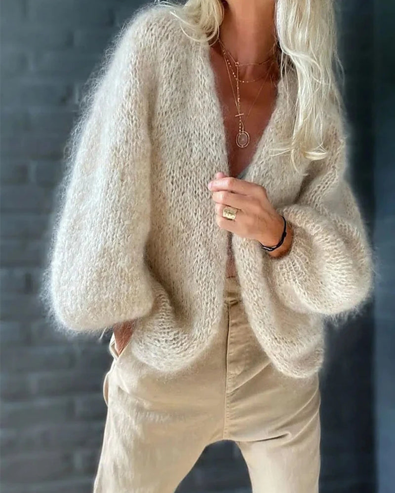 Women's Solid Color Cardigan Wide Sleeves - Vonnera