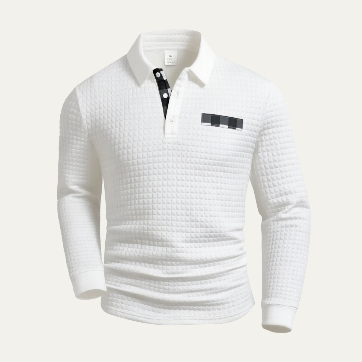 Men's Plaid Henley Sweater Textured Button Collar - Vonnera