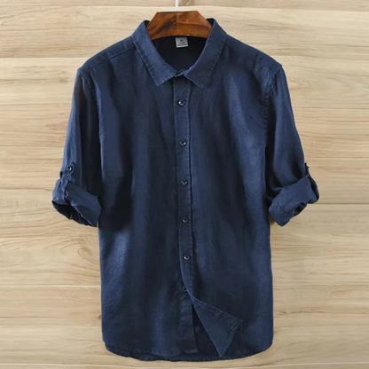 Men's Linen Casual Button Up Shirt