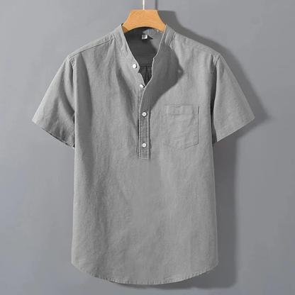 Piacenza Men's Cotton Summer Shirt Stand Collar