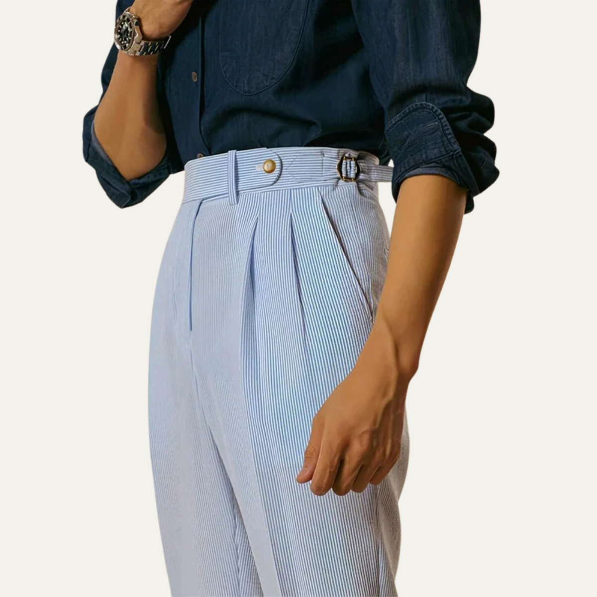 Men's High Waist Pleated Suit Pants