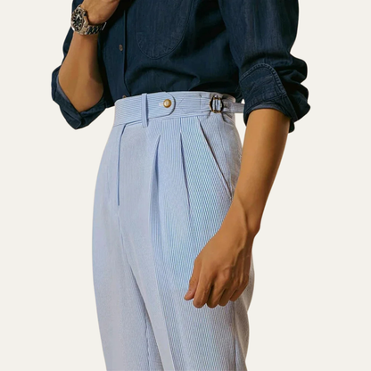 Men's High Waist Pleated Suit Pants