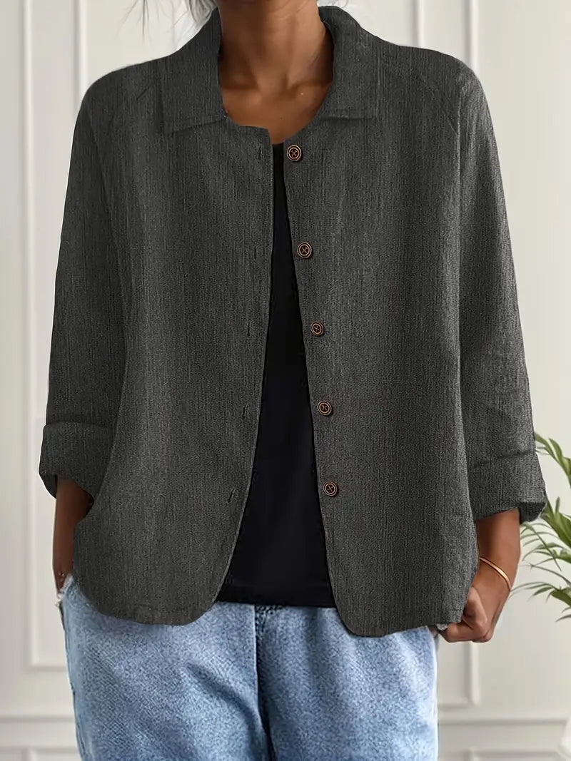Women's Button Front Collared Blouse