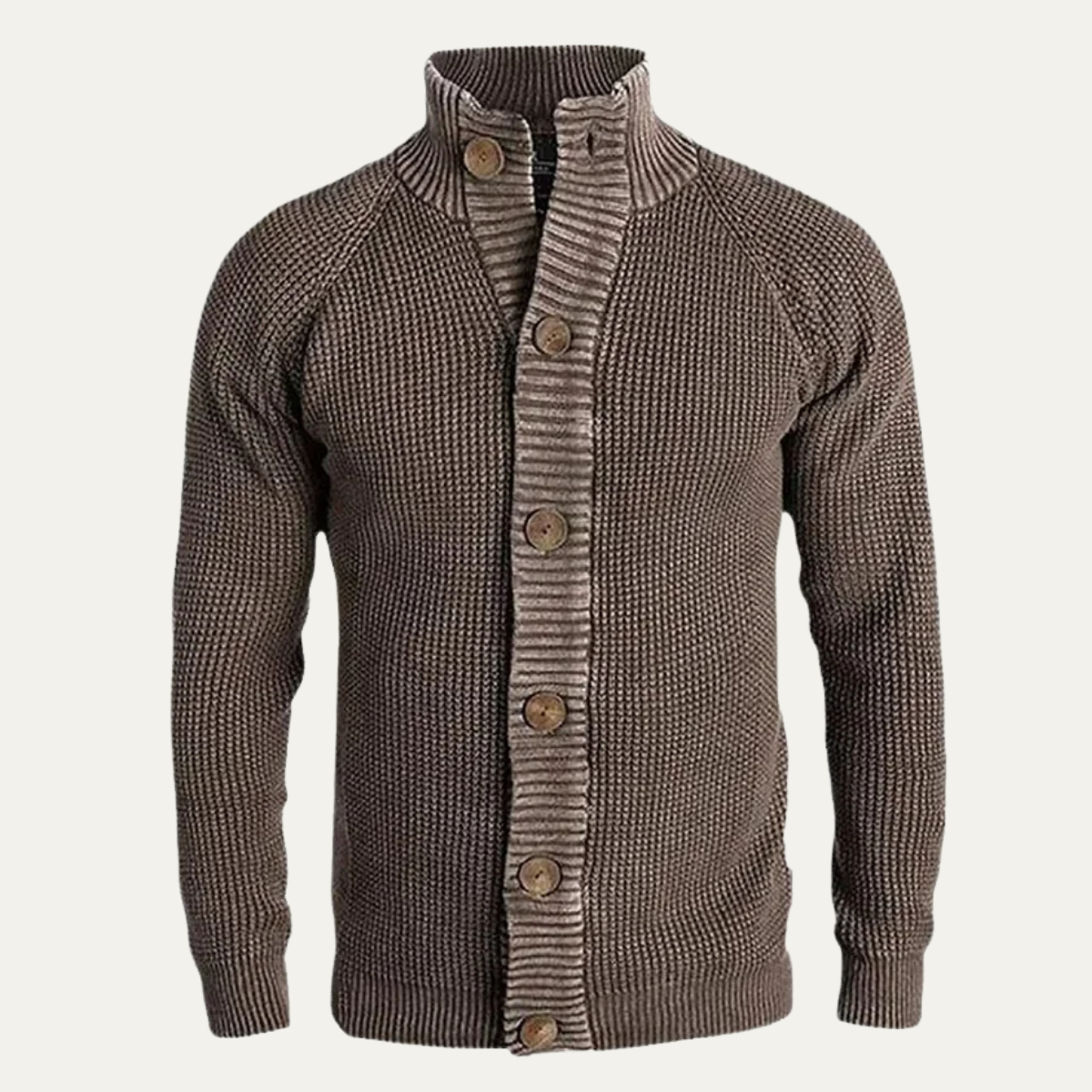 Men's Chunky Knit Cardigan High Collar Winter - Vonnera