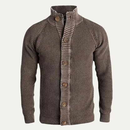Men's Chunky Knit Cardigan High Collar Winter - Vonnera
