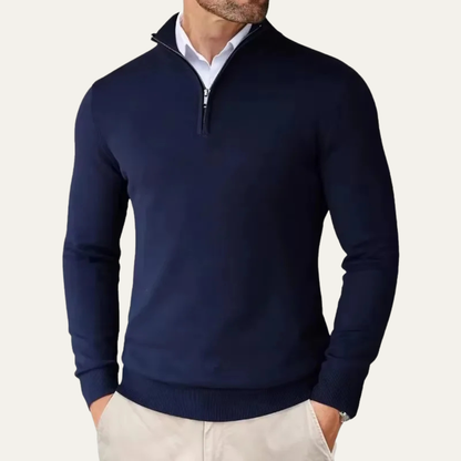 Men's Quarter Zip Mock Neck Knitted Sweater
