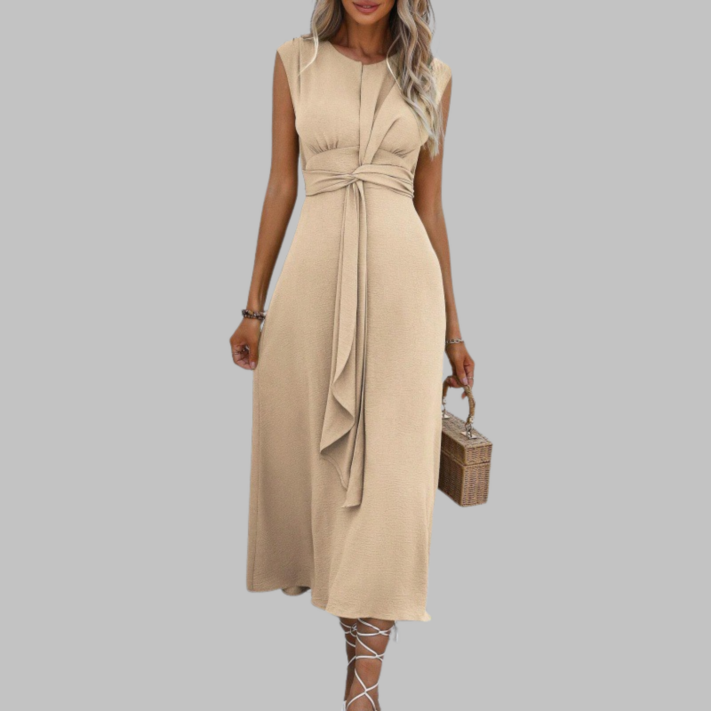 Women's Midi Dress Waist Tie
