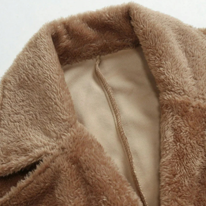 Men's Double Breasted Winter Coat Warm Brown Plush