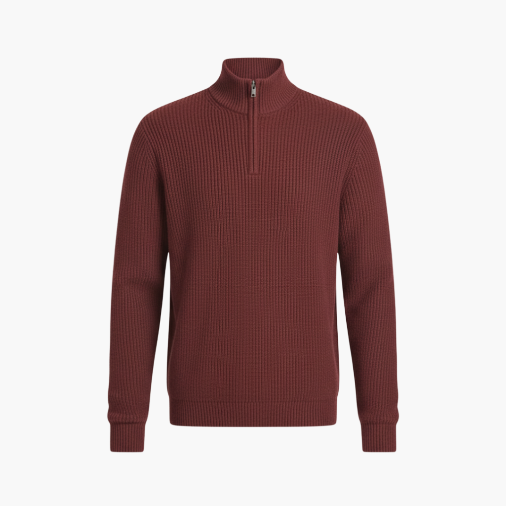Men's Ribbed Knit Pullover Half-Zip Sweater - Vonnera