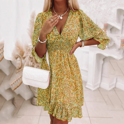 Women's Floral Mini Dress Boho Style