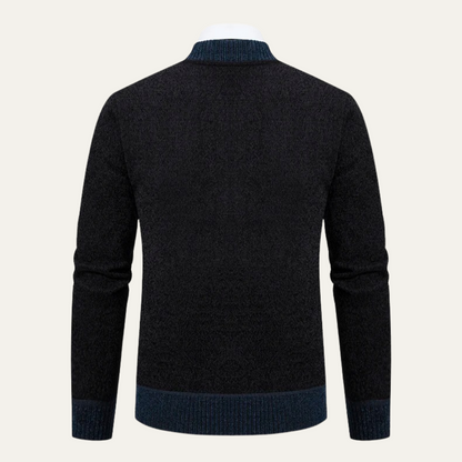 Men's Embroidered Knit Zip Sweater