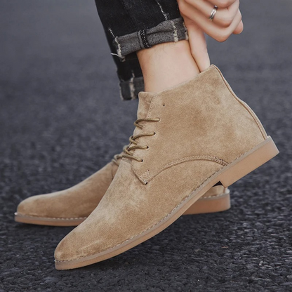 Dockside Men's Suede Ankle Boots Lace Up Brown
