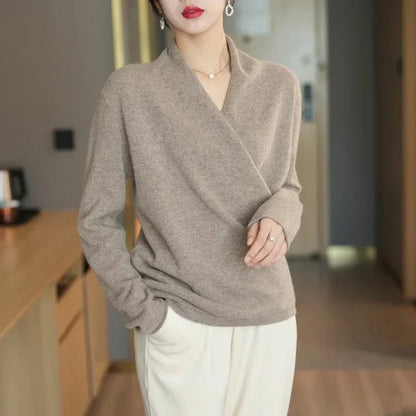 Women's V-Neck Wrap Pullover Relaxed Fit