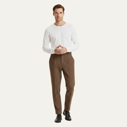 Men's Wool Herringbone Straight Leg Pants