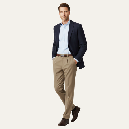 Montfield Men's Straight Leg Pants Double Pleated High Waist