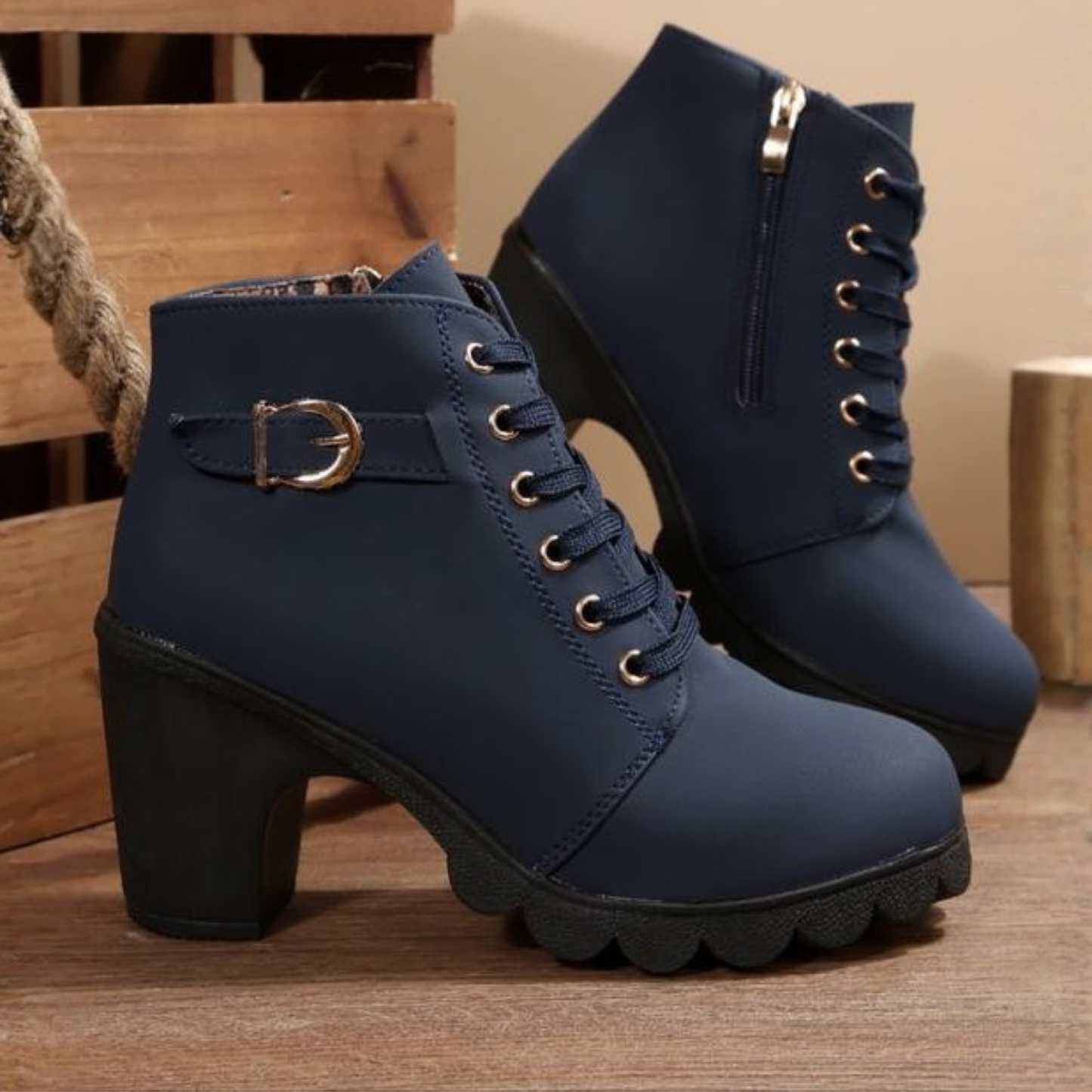 Women's Lace-Up Ankle Boots Chunky