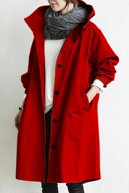 Women's Waterproof Raincoat With Hood Long Warm