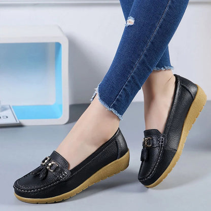 Women's Leather Cut Out Ballet Flats
