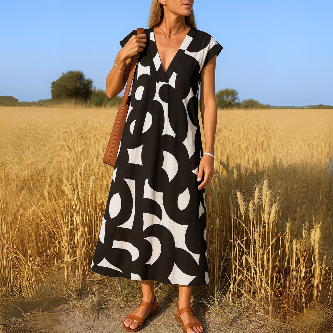 Women's V Neck Flowy Evening Dress - Vonnera